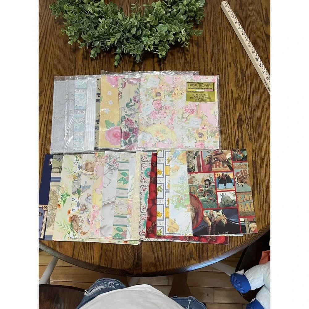 Vintage Gift Wrapping Paper‎ Flat Wrap Sheet Packages Mixed Lot Occasions